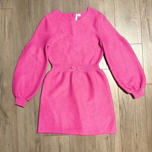 Janie and Jack Pink Puff Sleeve Sweater Dress Size 12